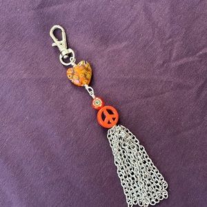 Zipper pull - hand crafted - orange